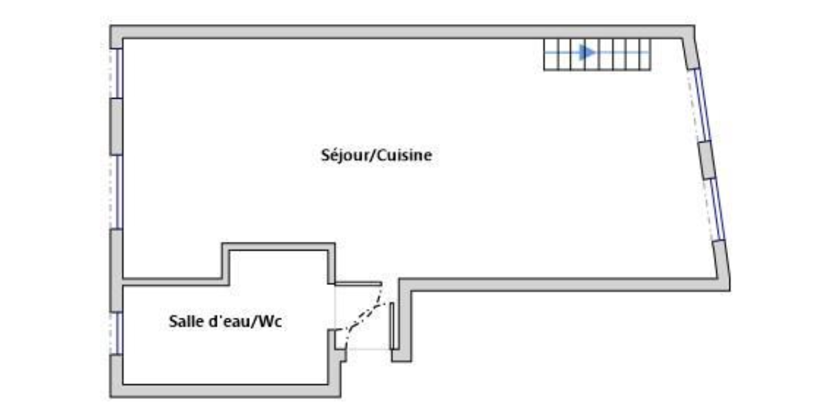 Plan 1 — T2 à Montmartre, terrasse, sur la Butte