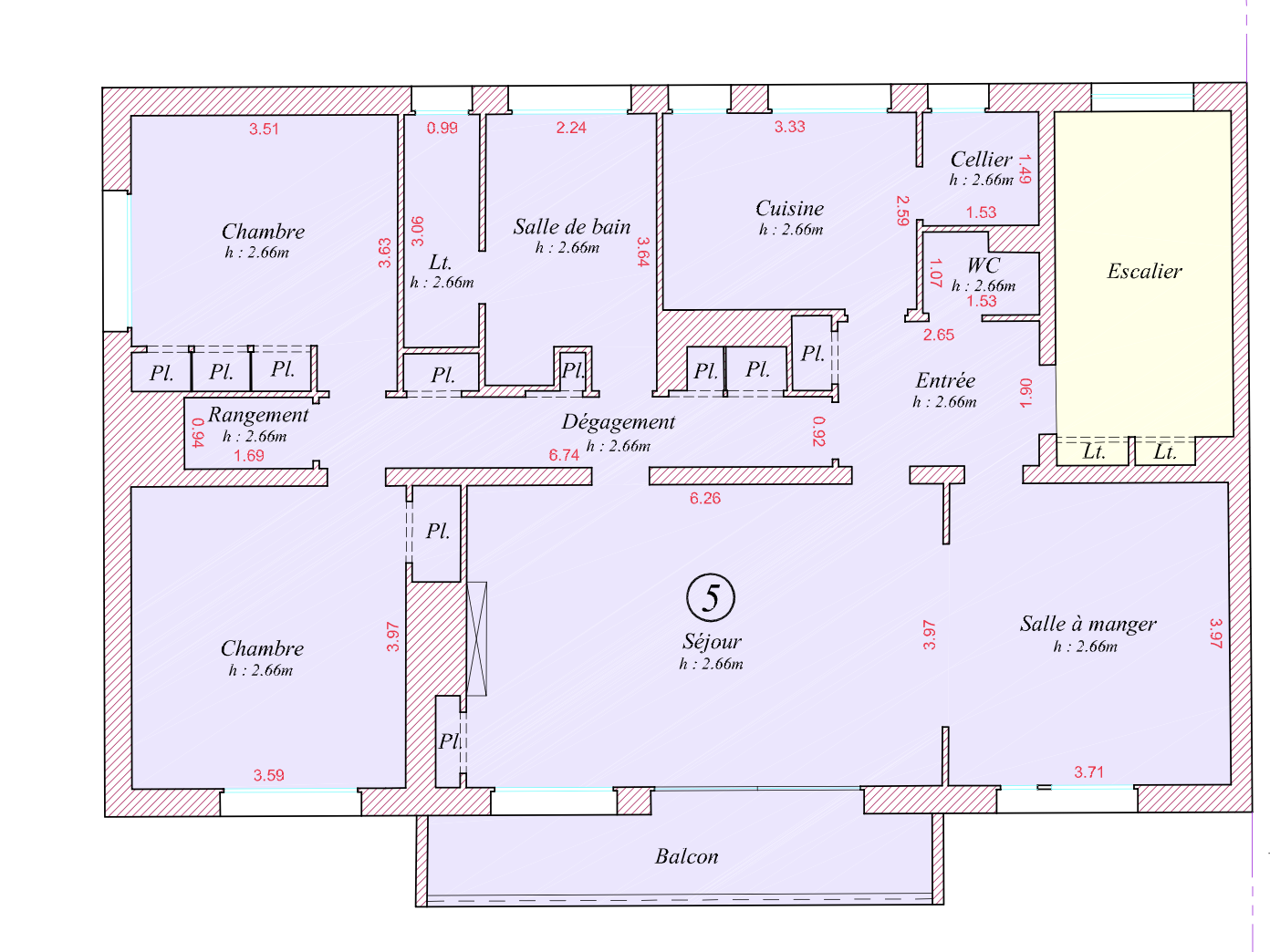 Plan 1 — Quartier Pasteur - 106 m2 - Lumineux et Calme